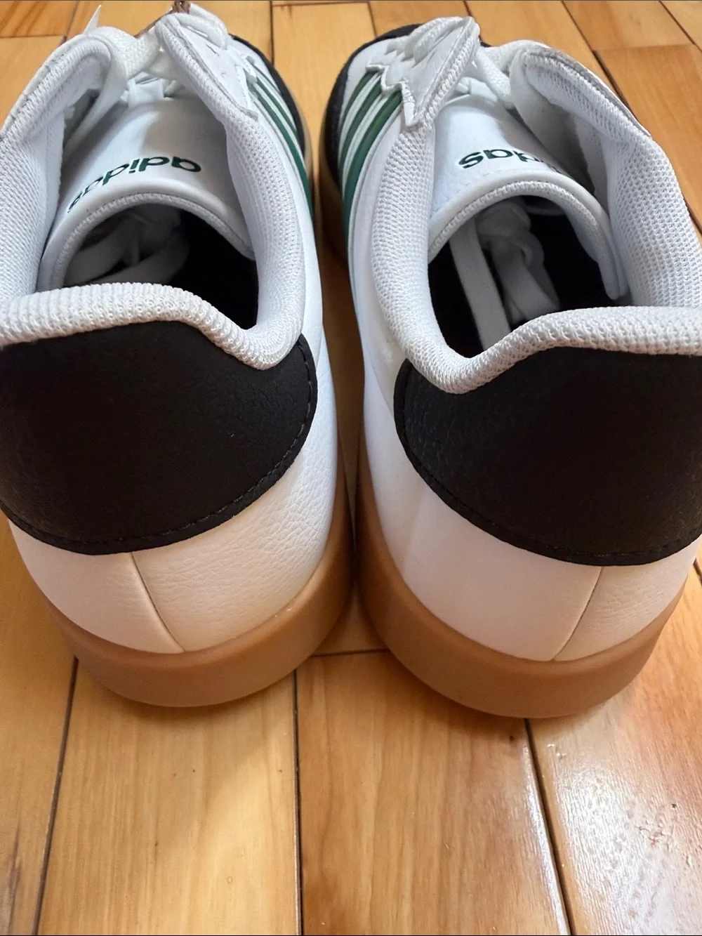 adidas Barreda White Sneakers with Green Stripes and Black Accents